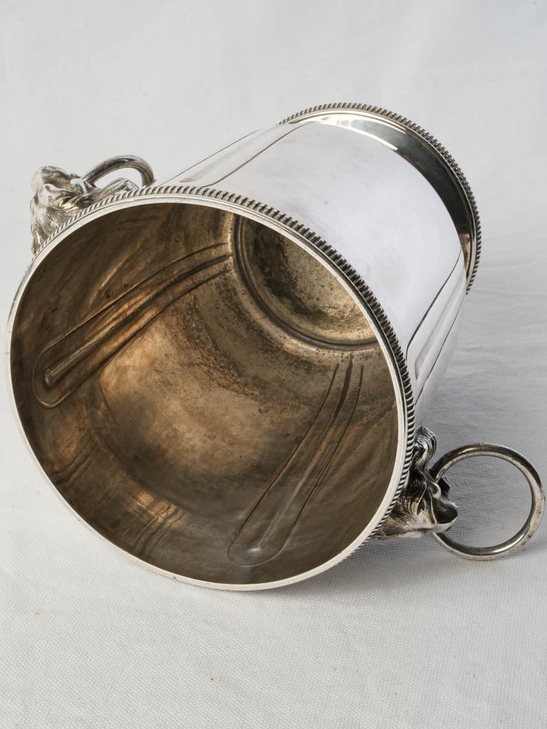Chic Silver Plated Champagne Bucket w/ Lion Handles c. 1920 - 8¾"
