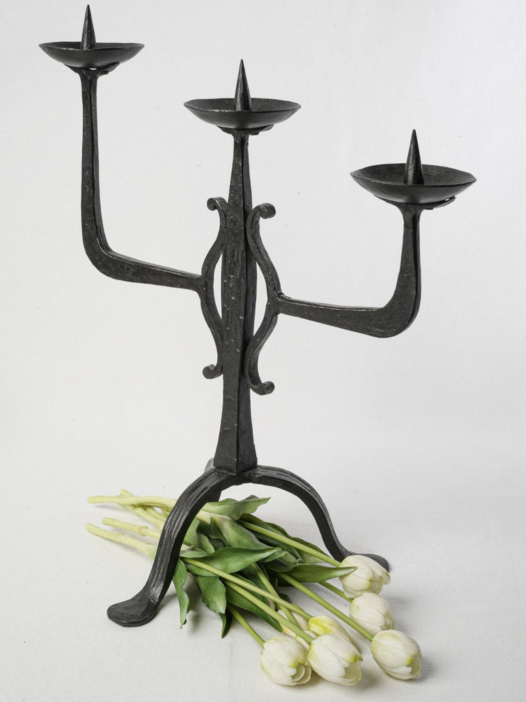 French folk art iron candelabrum  