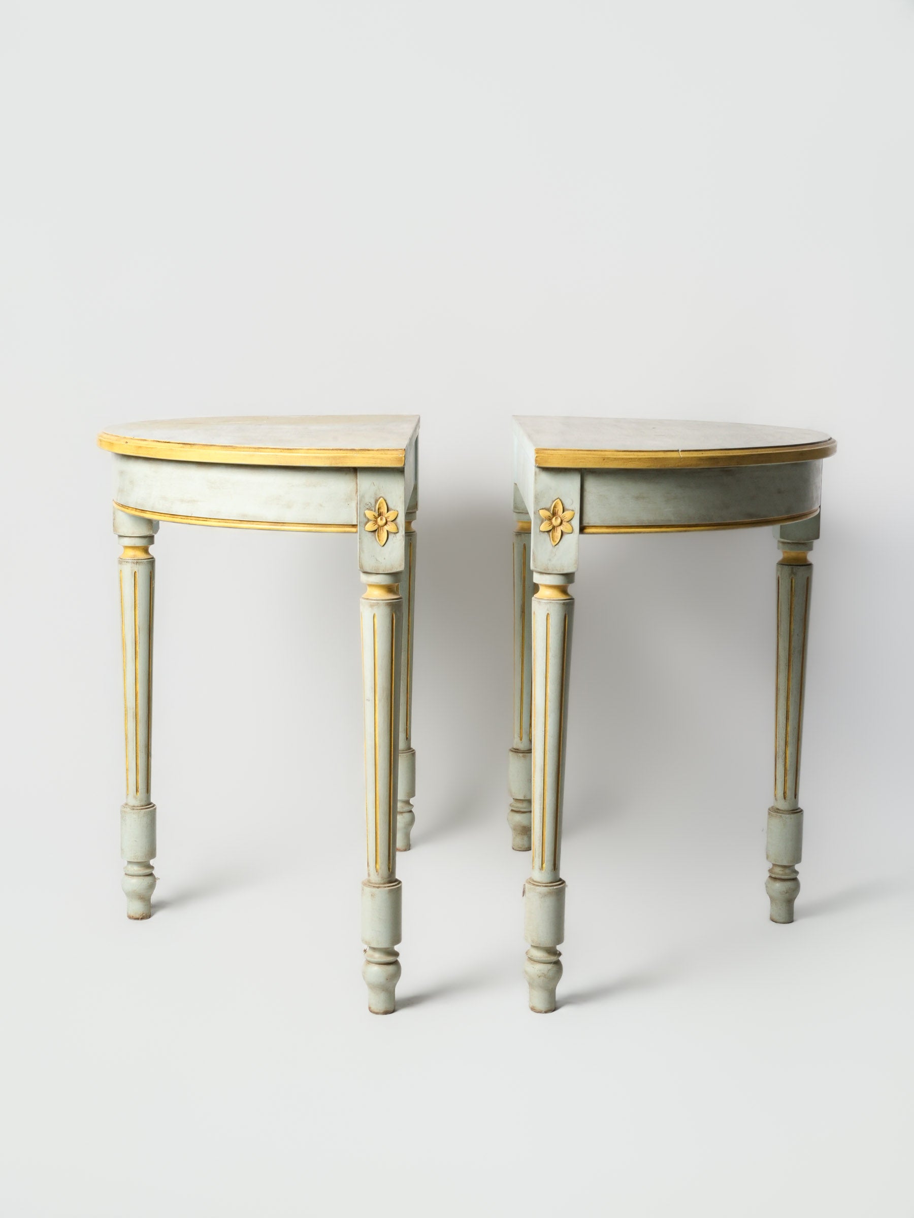 Classic blue and yellow side tables