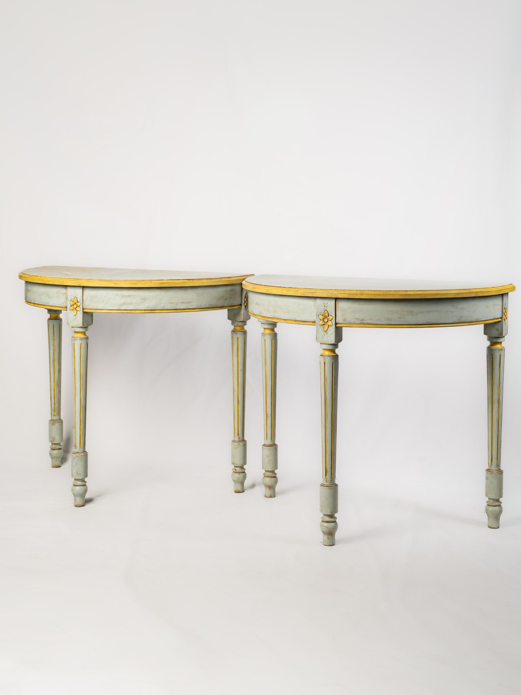 Elegant aged French demi-lune console