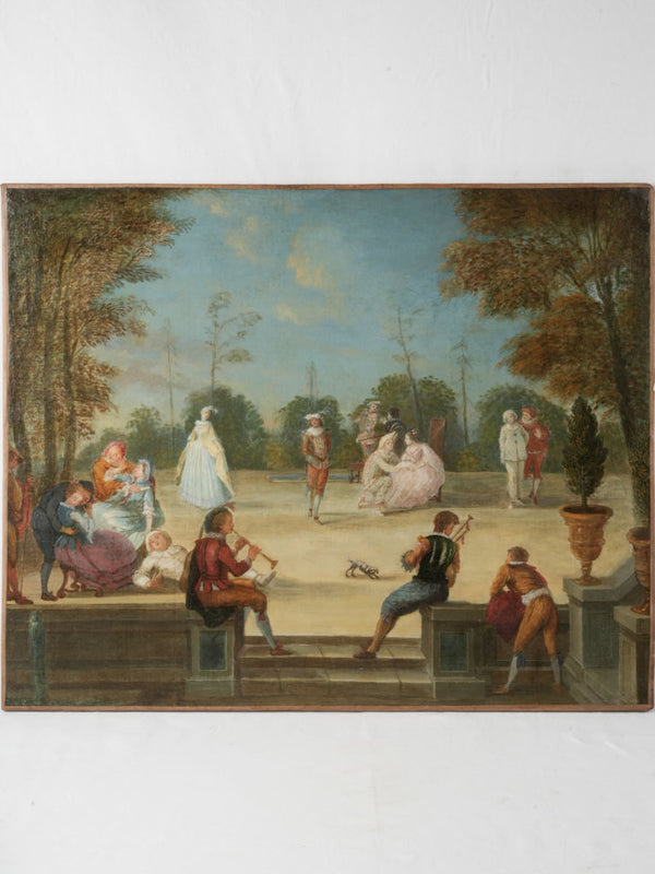 Pair of antique French paintings depicting outdoor fêtes 29¼"x36¼"