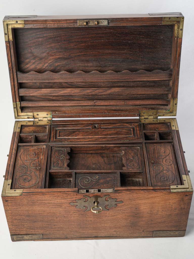 Aged mahogany seafaring chest  