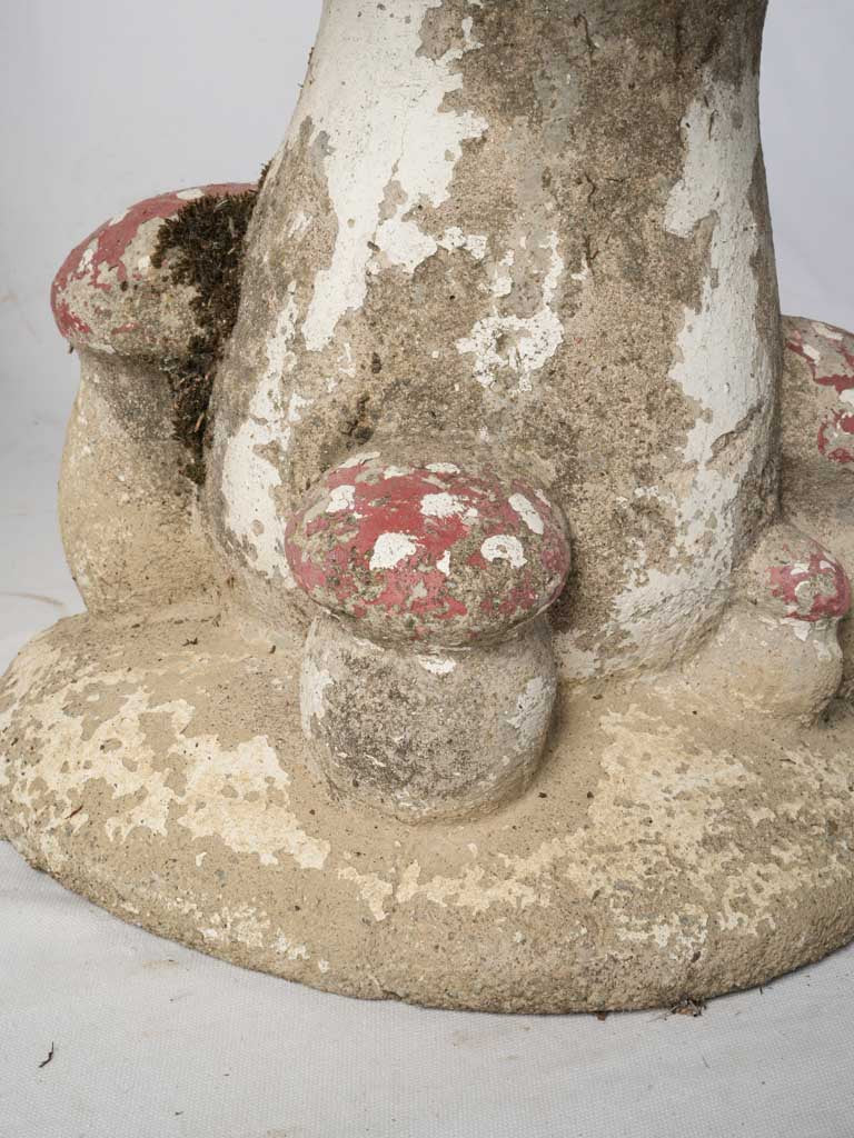 Pair of Mid-20th Century French Concrete Mushroom Garden Stools w/ Moss Patina - 21¼"