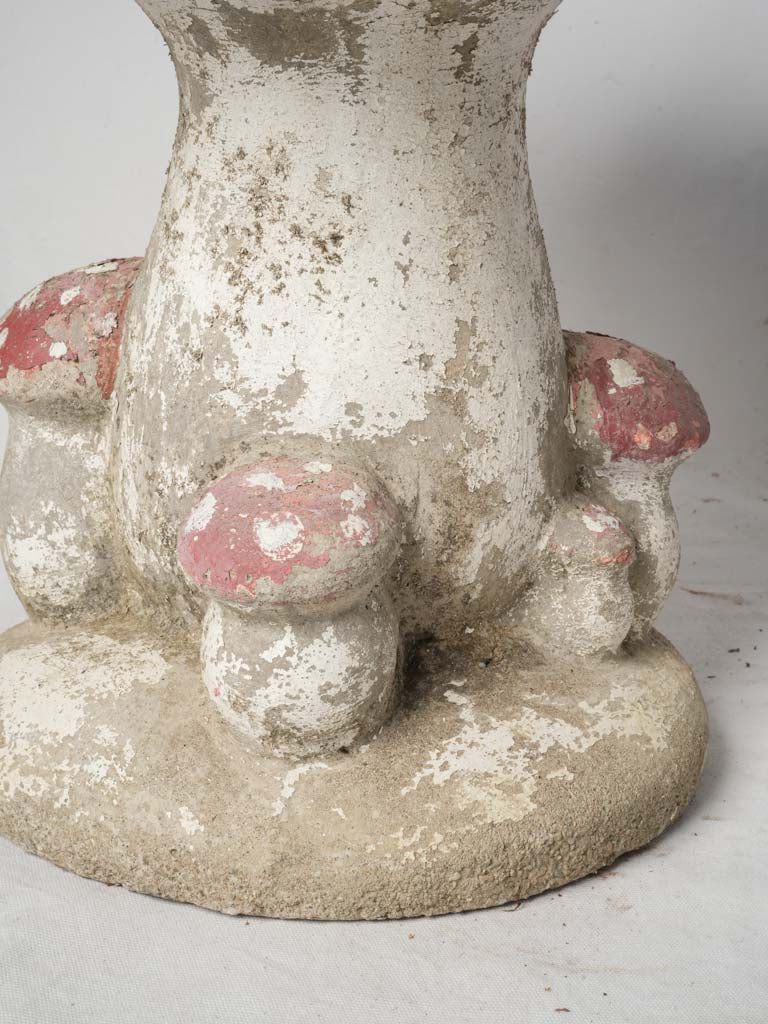Pair of Mid-20th Century French Concrete Mushroom Garden Stools w/ Moss Patina - 21¼"