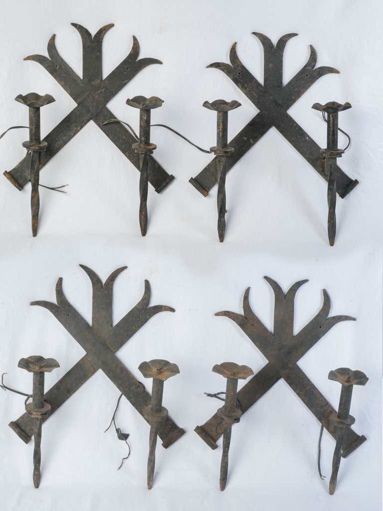 Vintage French wrought iron sconces  