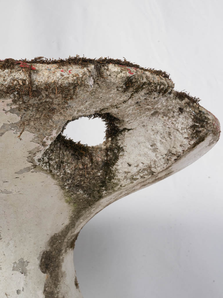 Pair of Mid-20th Century French Concrete Mushroom Garden Stools w/ Moss Patina - 21¼"