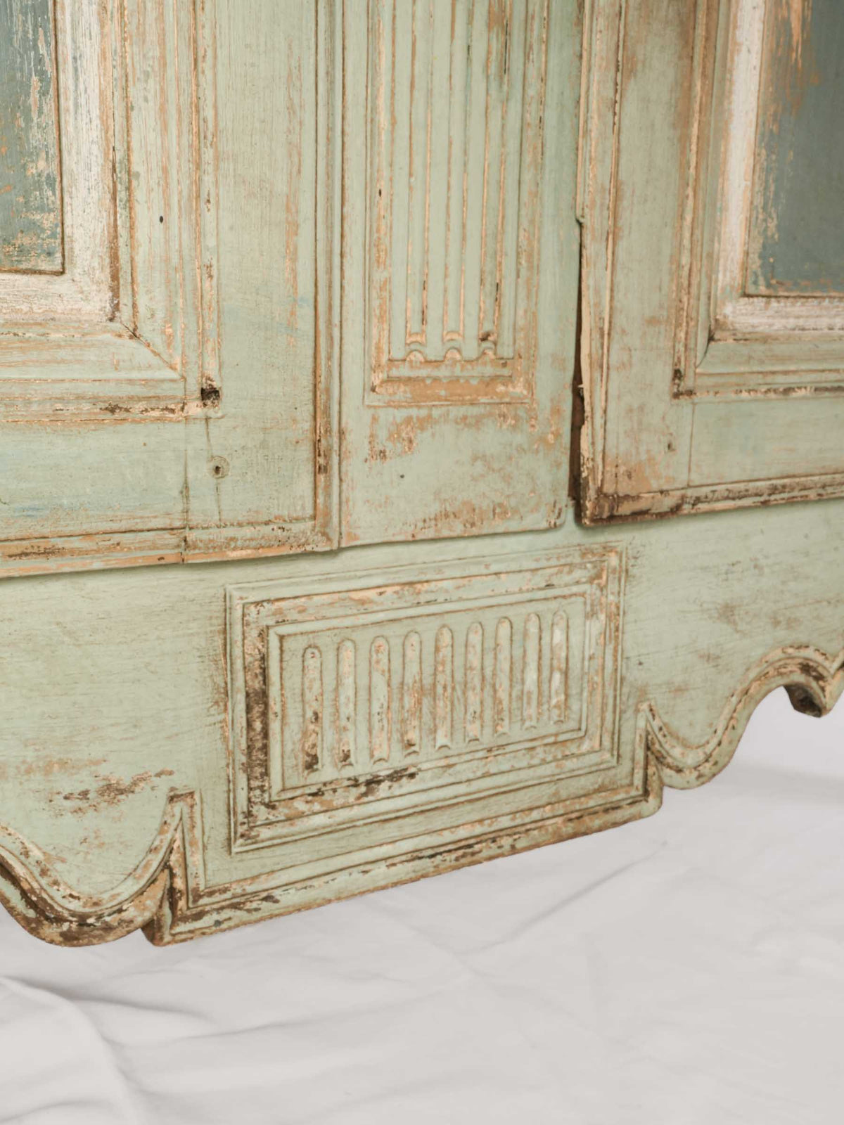 19th-Century Tall French Oak Buffet w/ Aged Celadon Patina - 45¾" x 52¾"