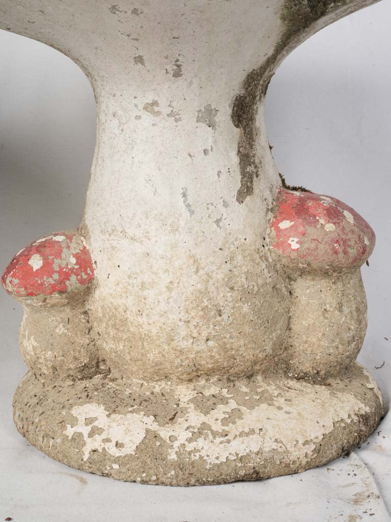Pair of Mid-20th Century French Concrete Mushroom Garden Stools w/ Moss Patina - 21¼"