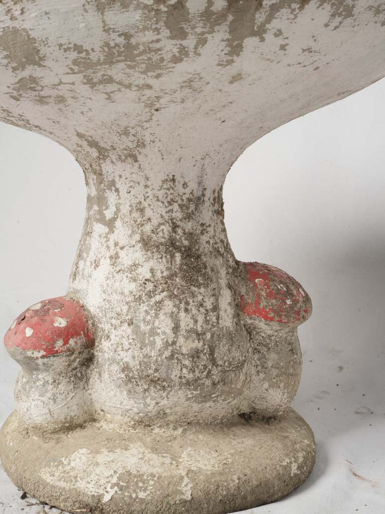 Pair of Mid-20th Century French Concrete Mushroom Garden Stools w/ Moss Patina - 21¼"