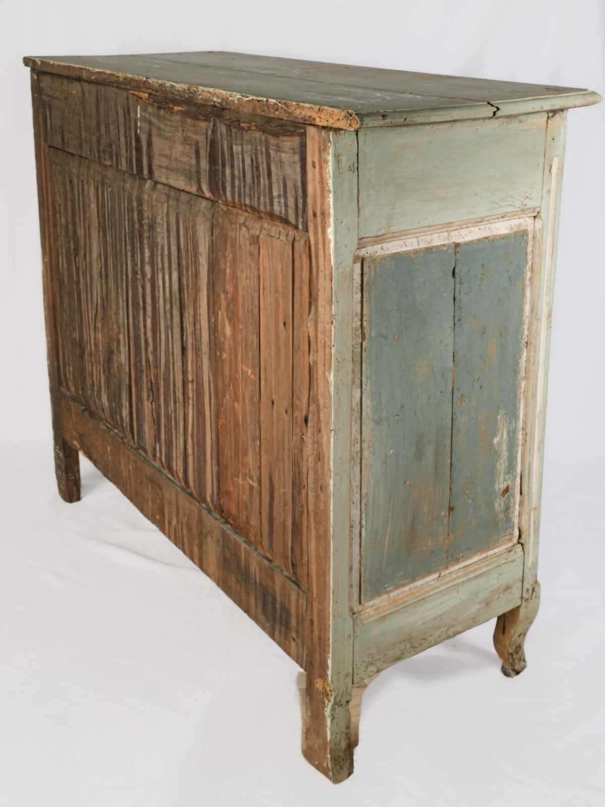 19th-Century Tall French Oak Buffet w/ Aged Celadon Patina - 45¾" x 52¾"