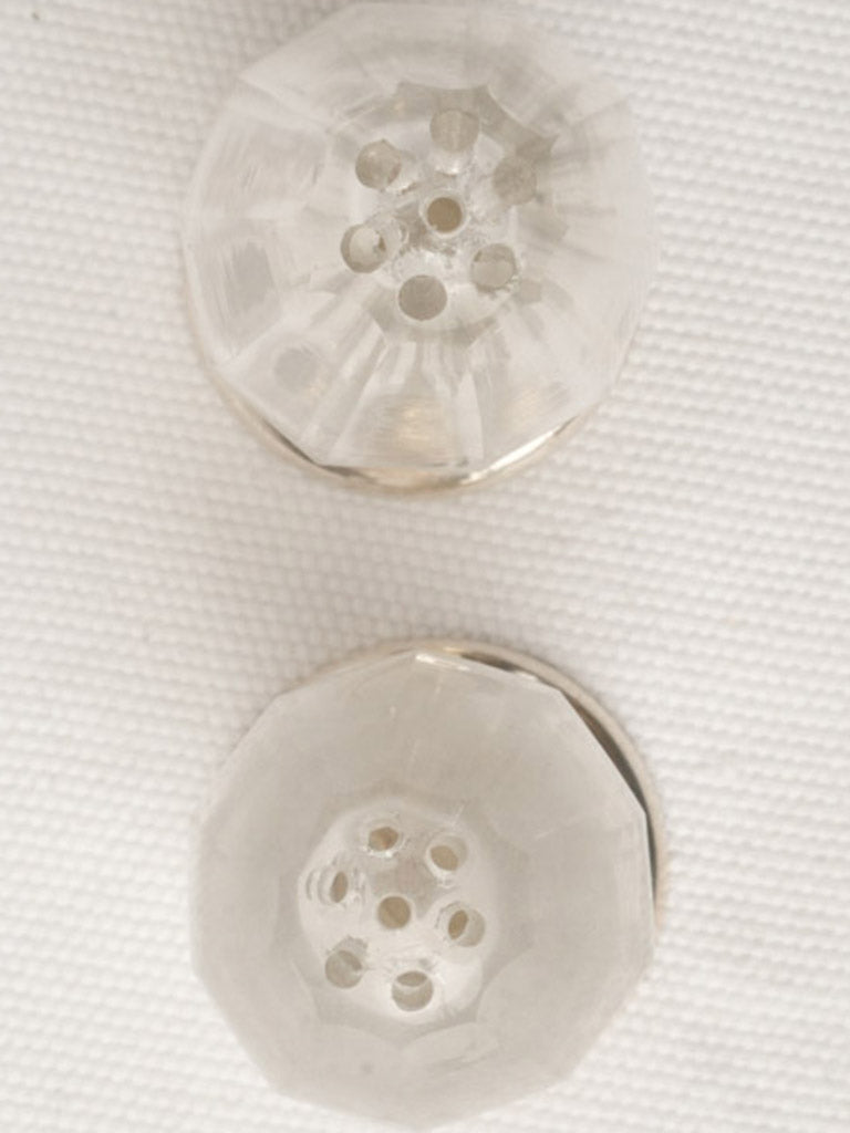 Clear fluted glass condiment set  