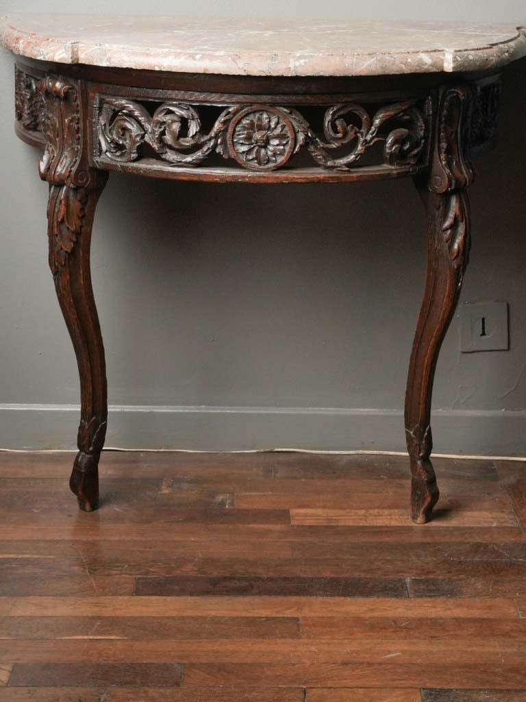 Early 18th century Regence demilune marble wall console 34¾"