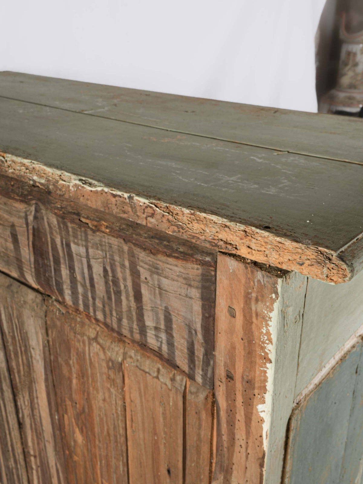 19th-Century Tall French Oak Buffet w/ Aged Celadon Patina - 45¾" x 52¾"