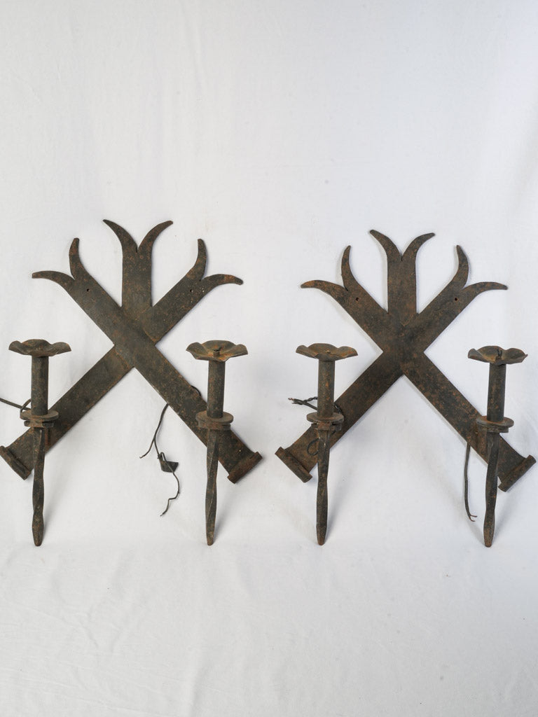 Mid-century ironwork wall lights  
