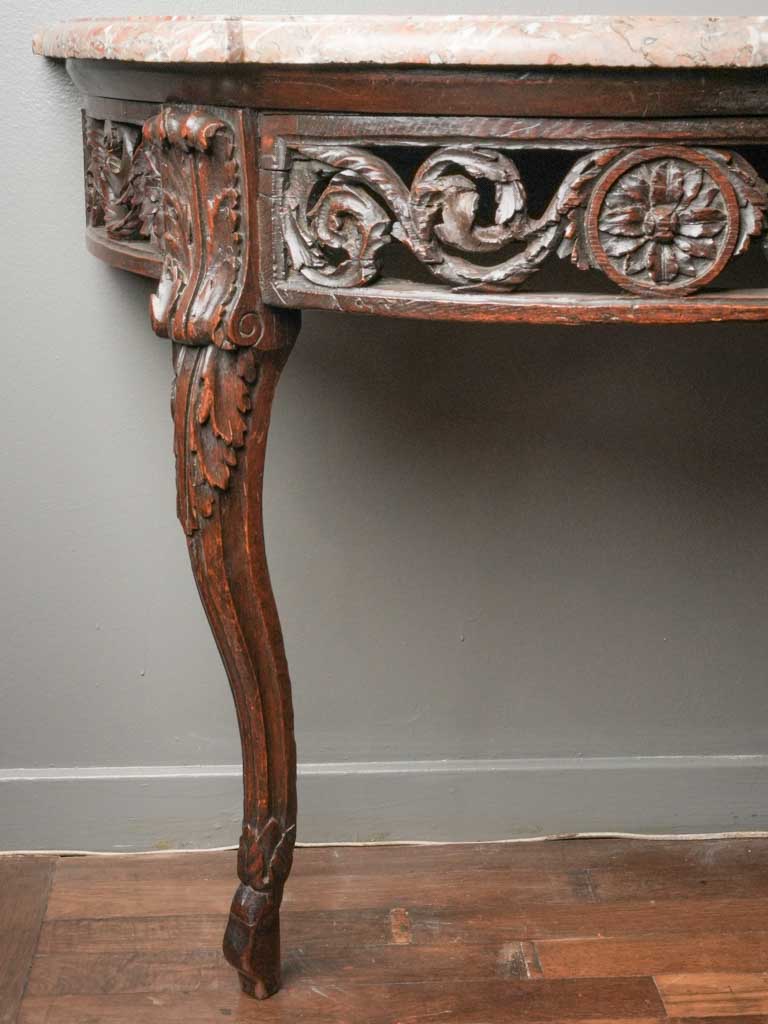 Early 18th century Regence demilune marble wall console 34¾"