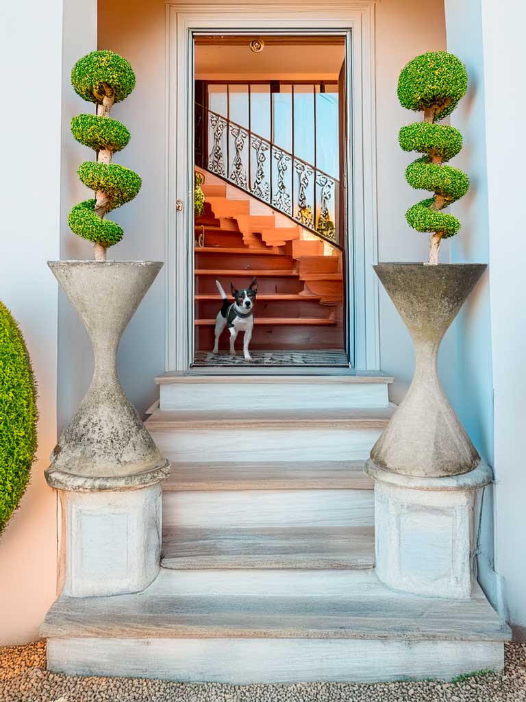 Mid-century gray planter pair