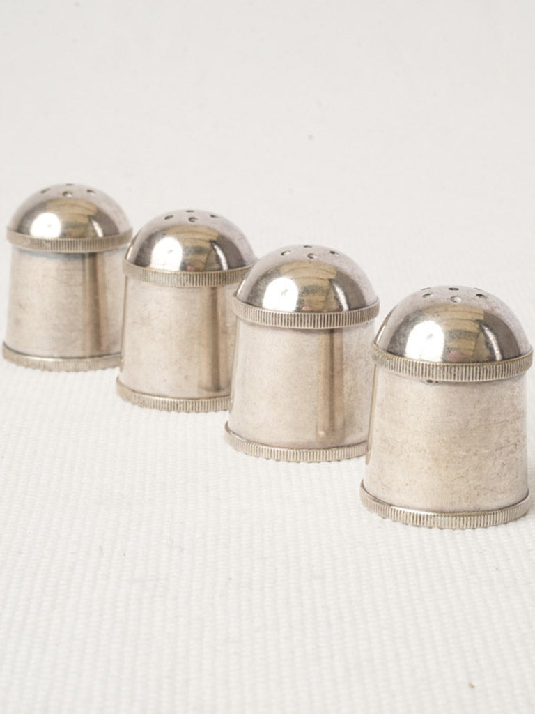 Adorable Set of Four Petite Gallia Silver-Plated Salt Shakers c.1930s - 1¼"