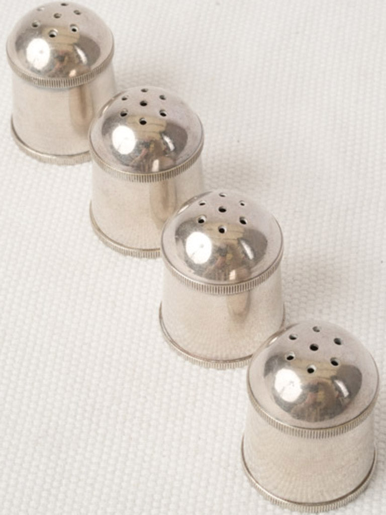 Adorable Set of Four Petite Gallia Silver-Plated Salt Shakers c.1930s - 1¼"