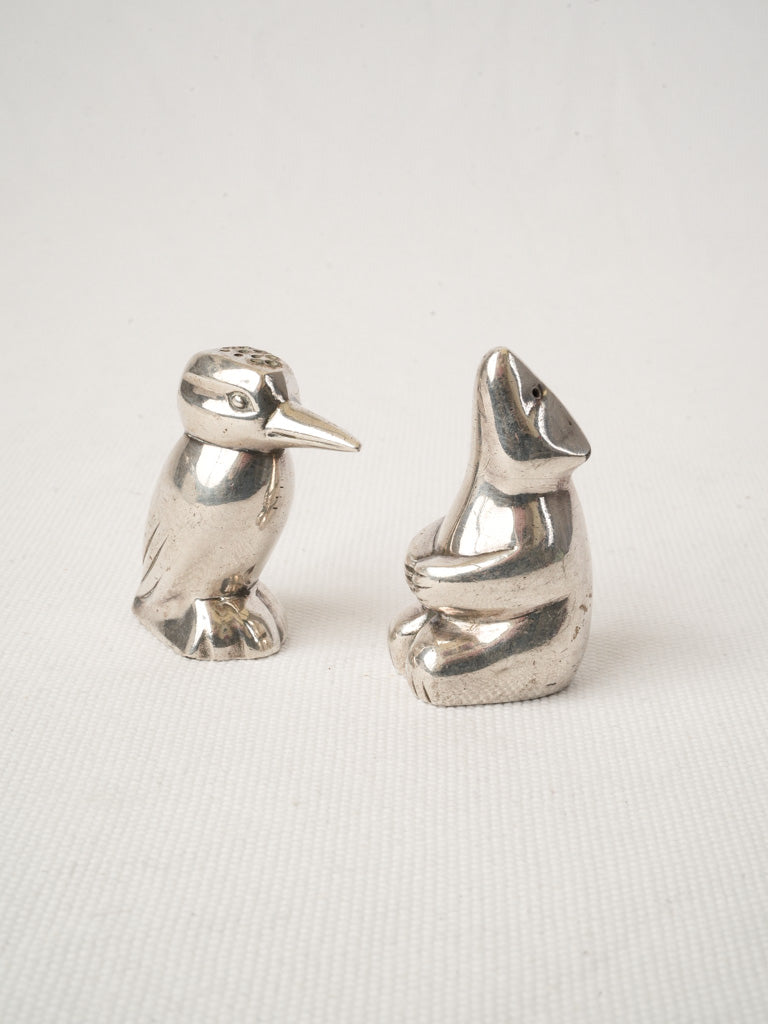Petite Gallia Christofle Art Deco Salt & Pepper Shakers – Bear & Woodpecker - 2¼"