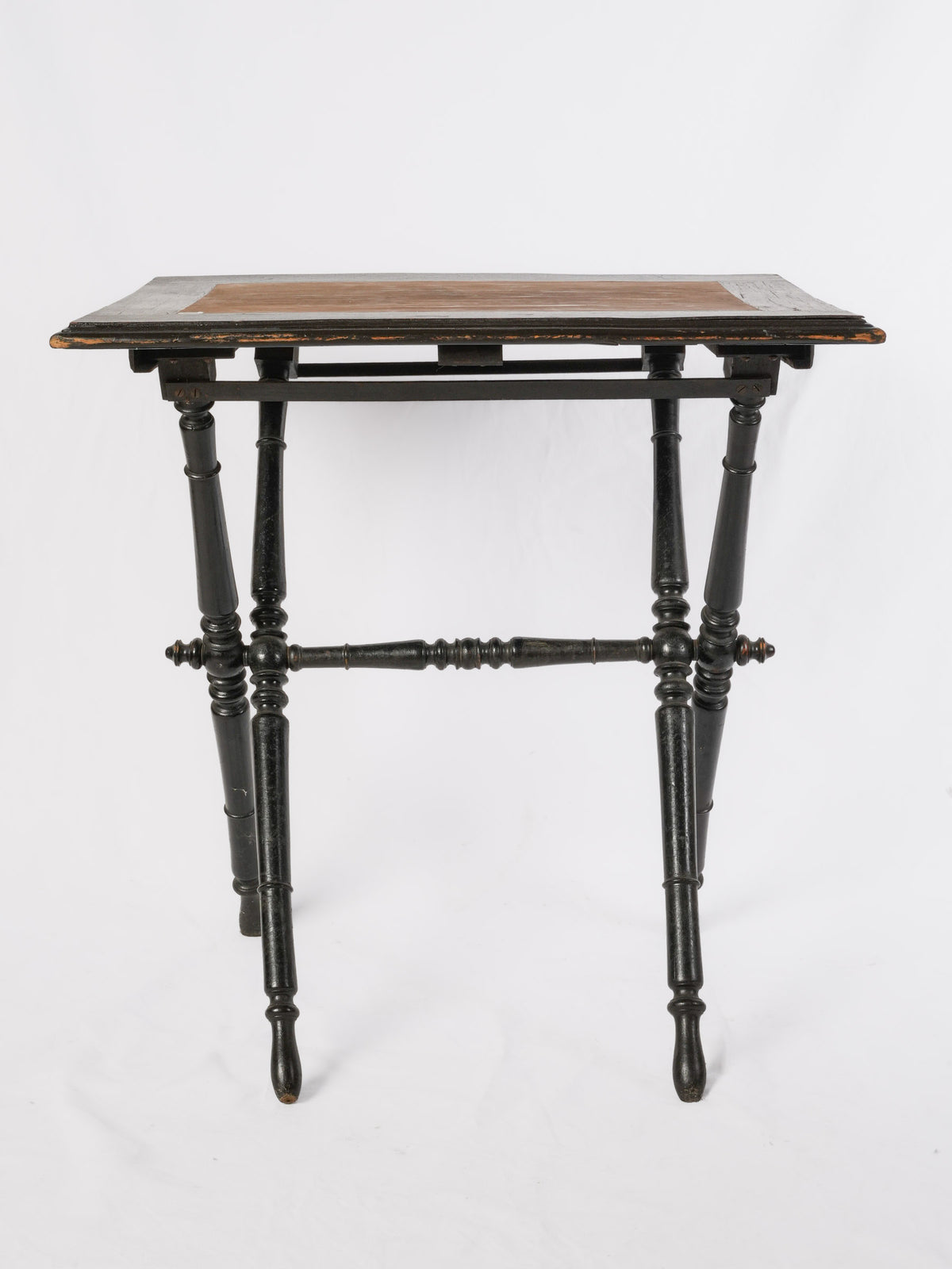 Small Napoleon III Blackened Wood Folding Campaign-Style Table - 29¼" x 28¼"