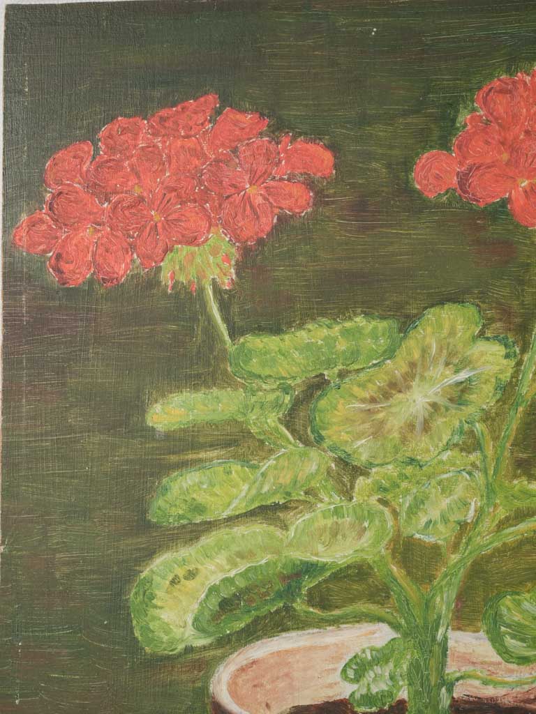 Warm rustic geraniums art piece