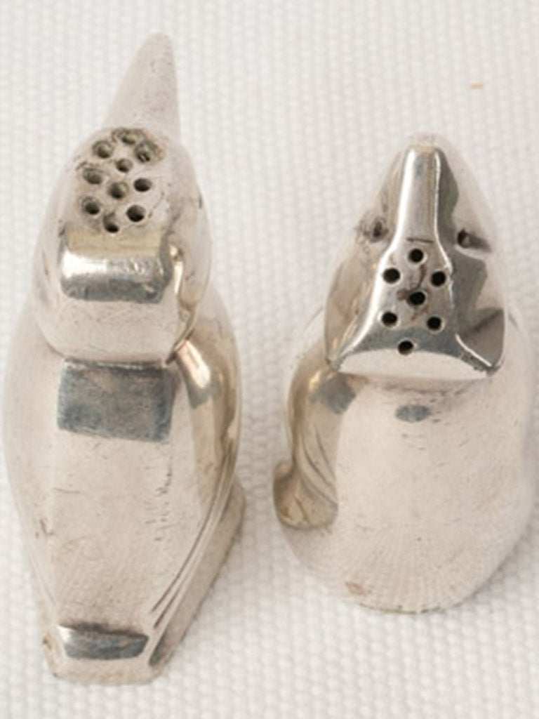 Petite Gallia Christofle Art Deco Salt & Pepper Shakers – Bear & Woodpecker - 2¼"