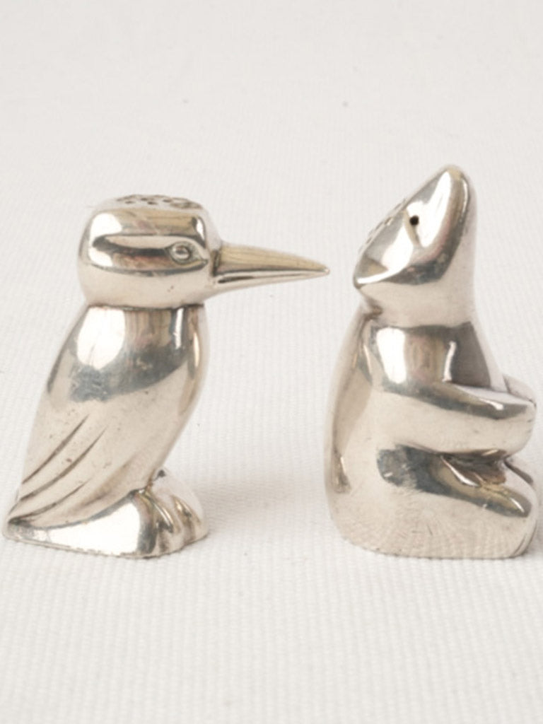 Petite Gallia Christofle Art Deco Salt & Pepper Shakers – Bear & Woodpecker - 2¼"