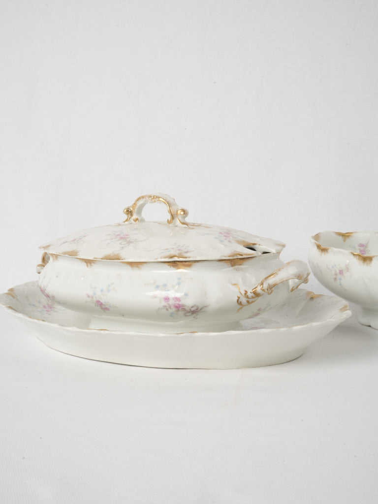 Elegant rose and gilt dinnerware