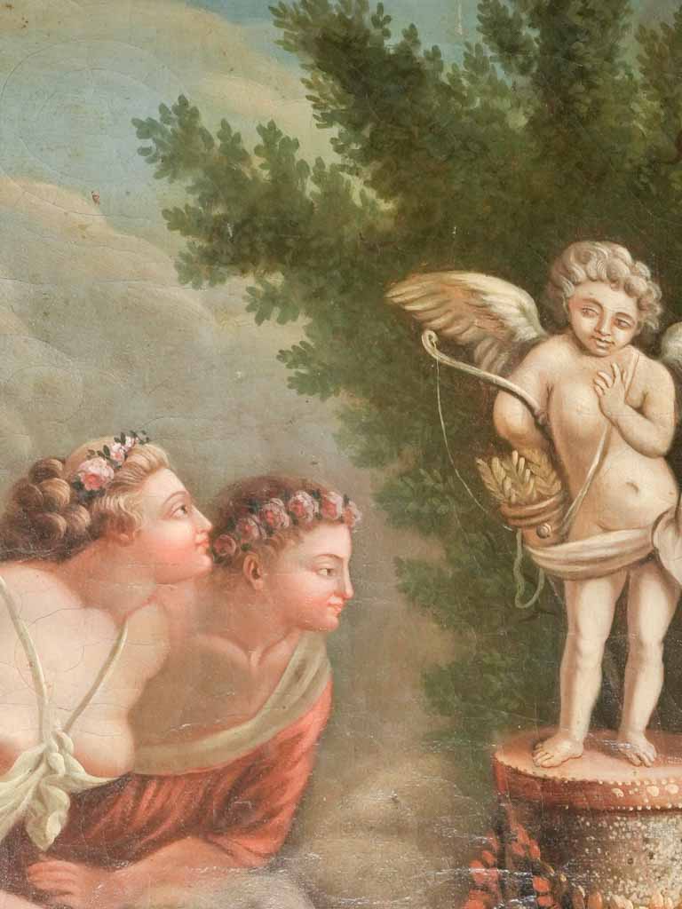 Statuesque cupid oil-painting mirror