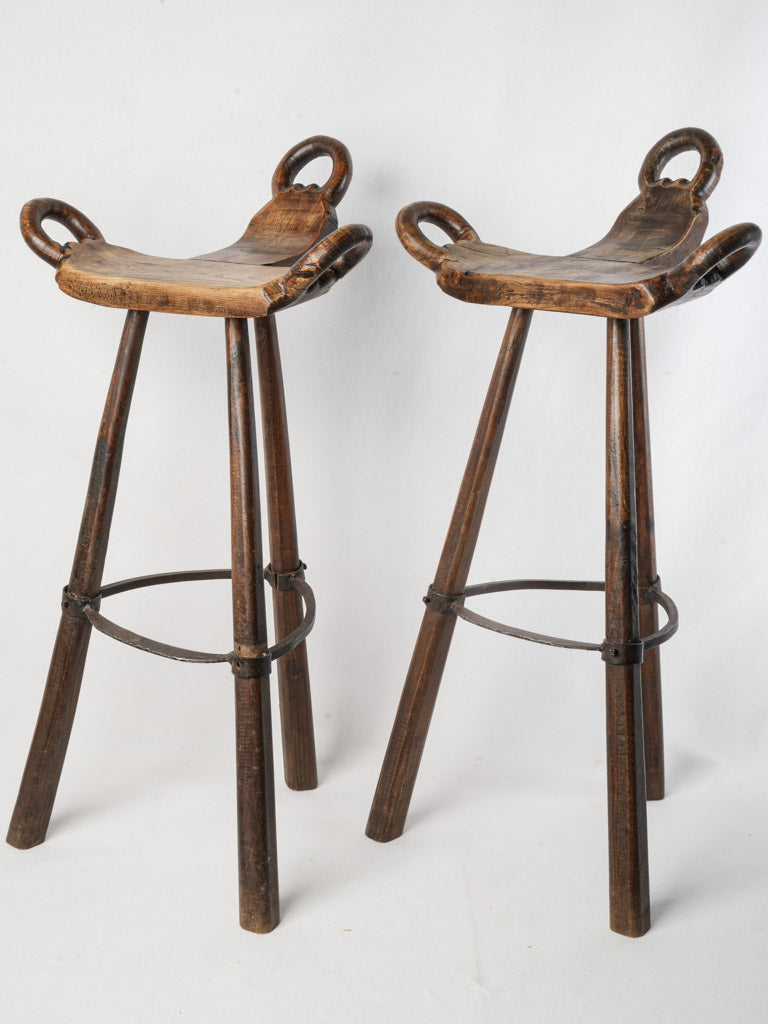 Vintage 1950s Spanish Brutalist Stools  