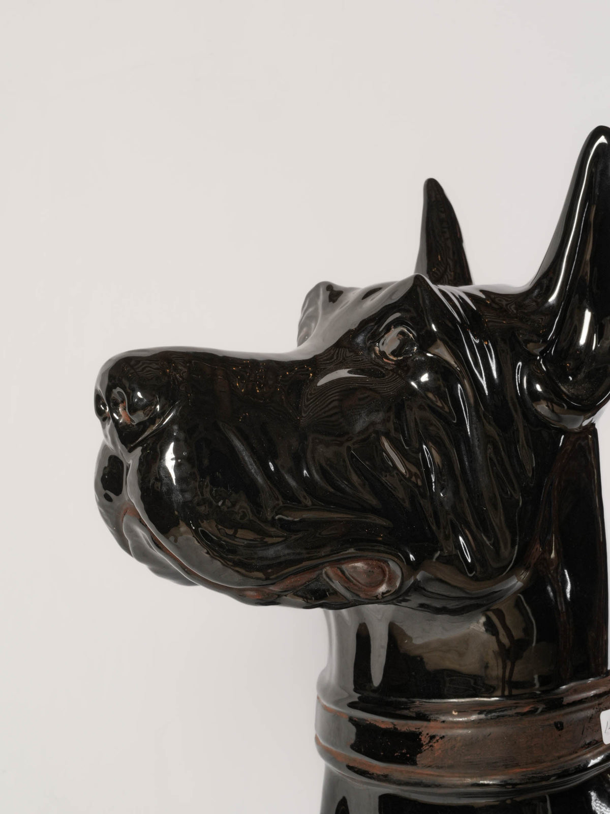 Striking 1970s Italian Glazed Ceramic Sculpture of a Big Dog- 40¼"