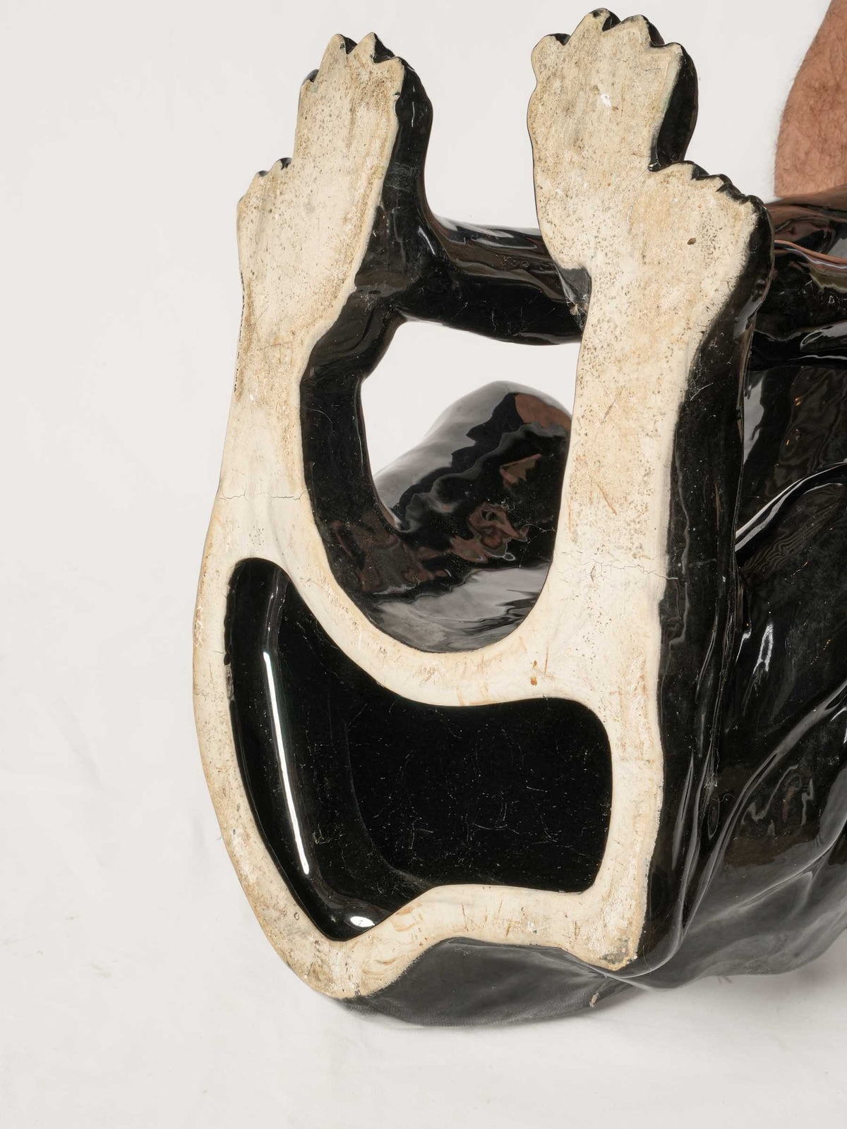 Striking 1970s Italian Glazed Ceramic Sculpture of a Big Dog- 40¼"