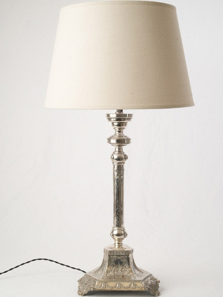 Early 20th Century English Silvered Table Lamp - 30"