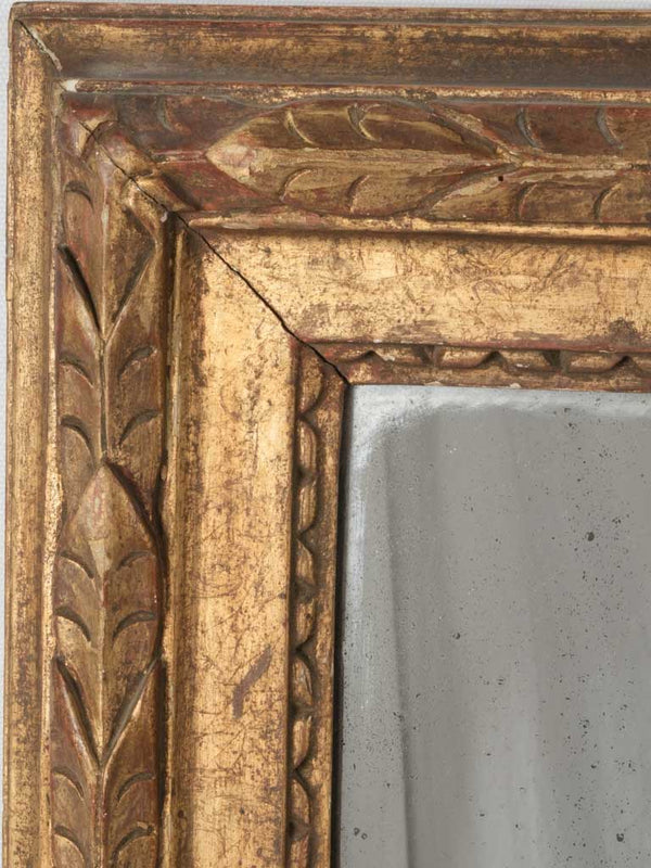 19th-century gilded mirror w/ leaves - rectangular 24"x19¾"
