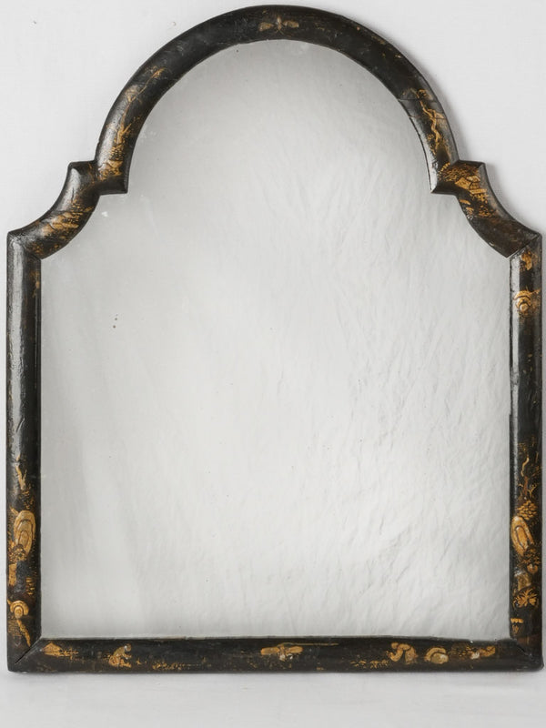 Antique mirror on stand w/ Japanese décor 23¼"x19"