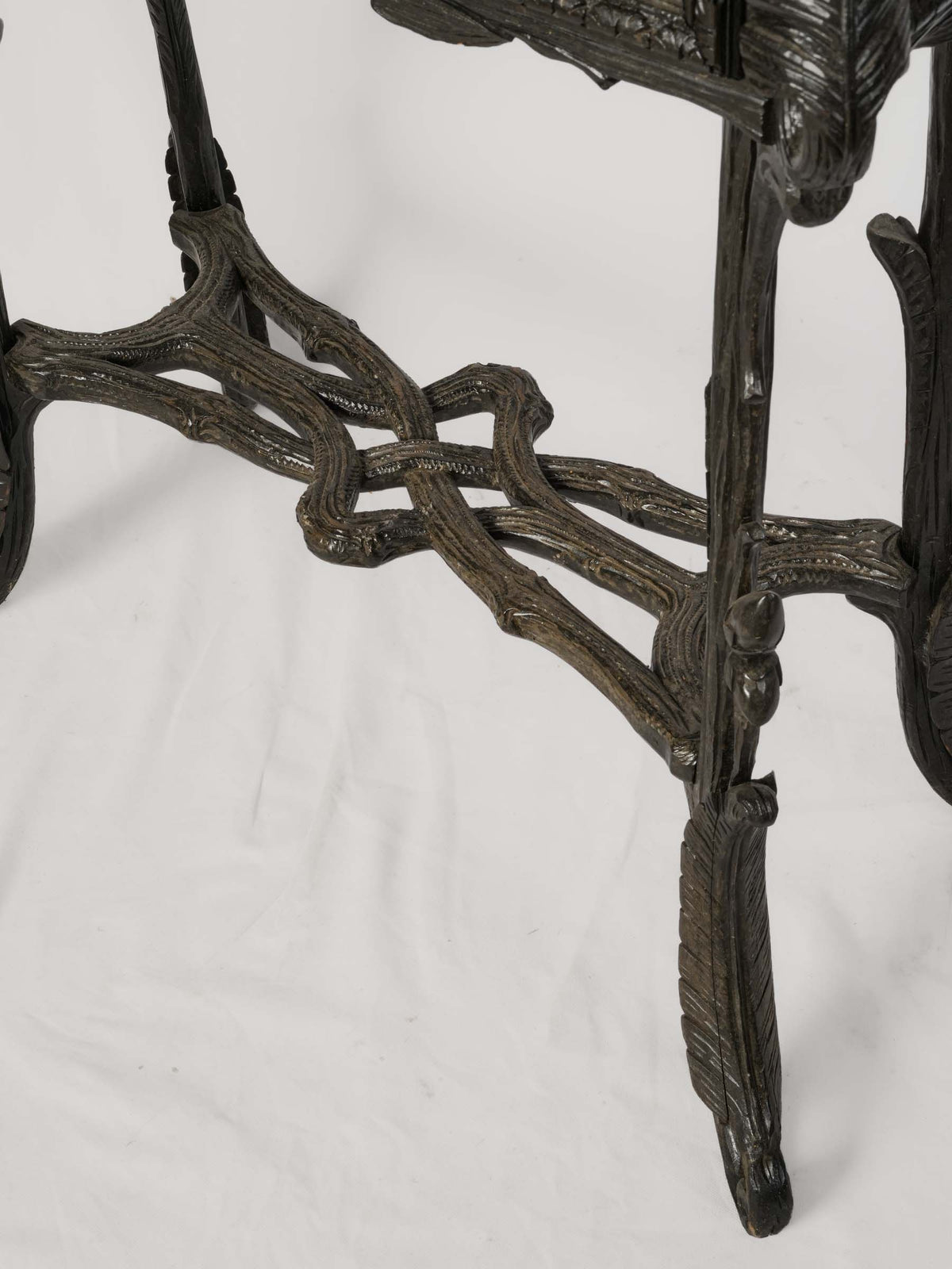 Antique French Jardinière w/ Sculpted Ebonized Wood Frame and Hand-Painted Ceramic Panels - 39½" x 32¾"