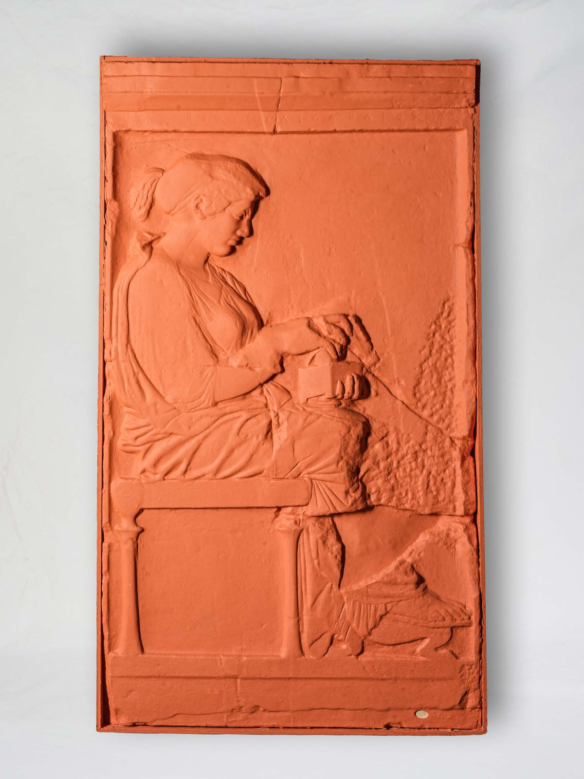 Large Antique Louvre Workshop Plaster Cast w/ Bold Contemporary Orange Finish - 62½" x 38¼"