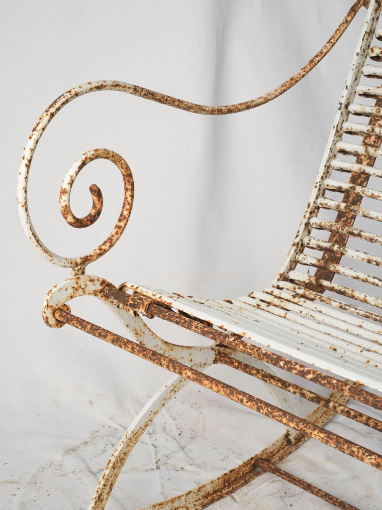 Rare 1970s Arras Wrought Iron Rocking Chair w/ Distressed White Patina - 37½"