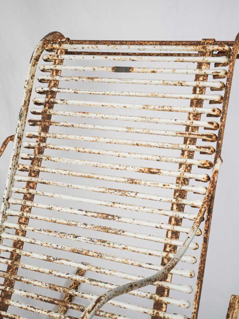 Rare 1970s Arras Wrought Iron Rocking Chair w/ Distressed White Patina - 37½"