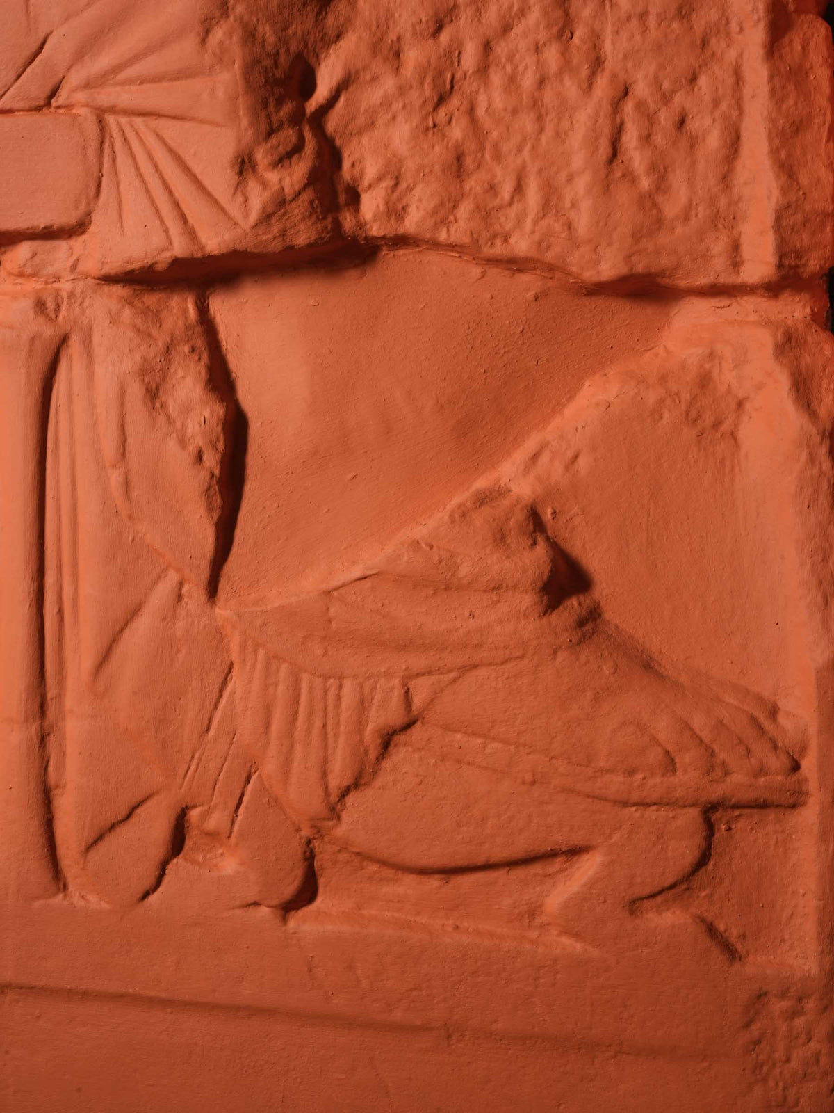 Large Antique Louvre Workshop Plaster Cast w/ Bold Contemporary Orange Finish - 62½" x 38¼"