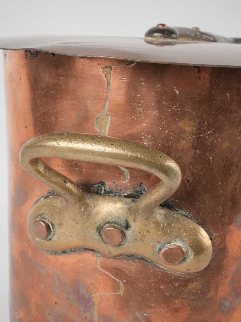Antique French copper pot with lid 10¼"