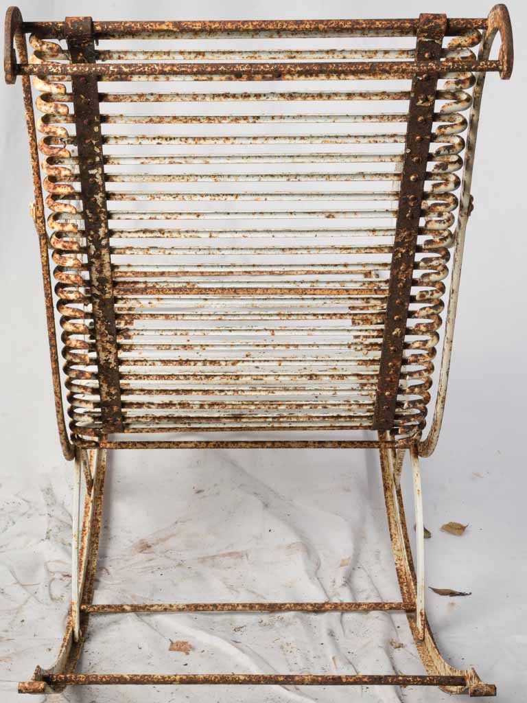 Rare 1970s Arras Wrought Iron Rocking Chair w/ Distressed White Patina - 37½"