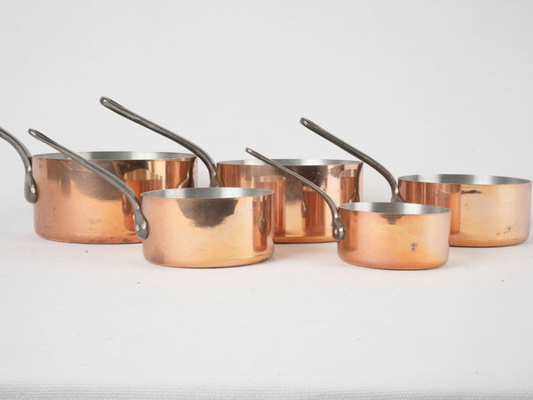Antique mid-century copper cookware set