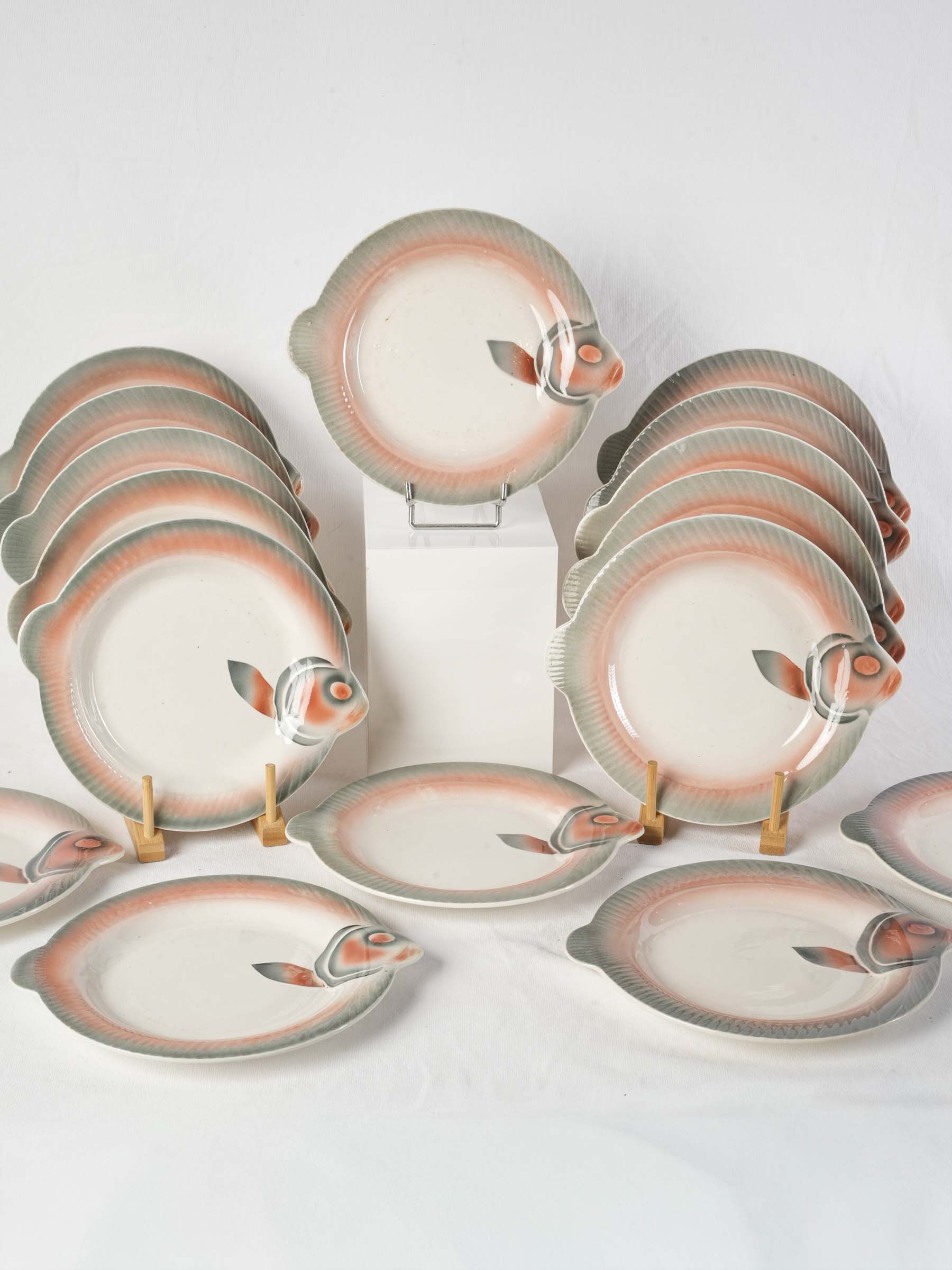 Set of 6 Art Deco Digoin & Sarreguemines Fish Plates – 2 Sets Available