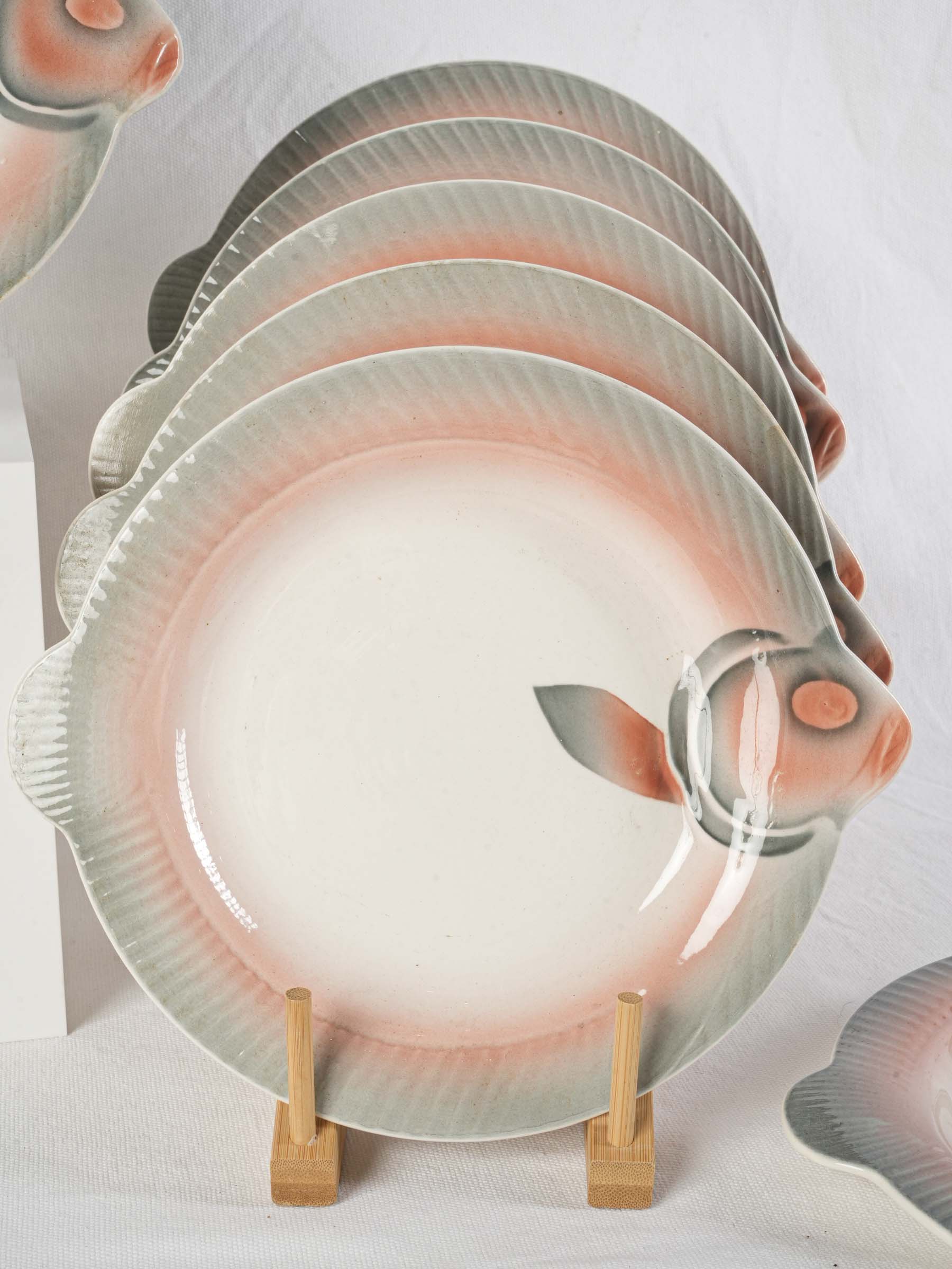 Set of 6 Art Deco Digoin & Sarreguemines Fish Plates – 2 Sets Available