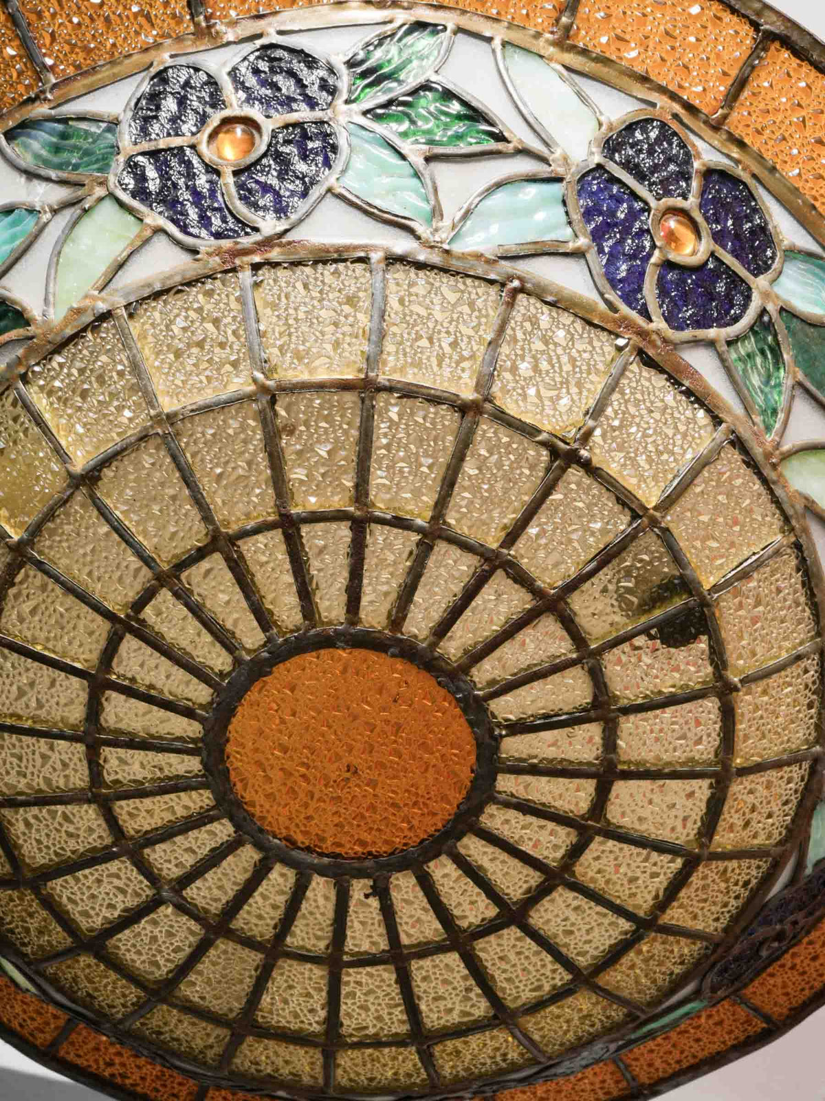 Early 20th-Century French Tiffany-Style Stained-Glass Pendant Light - 35¾"