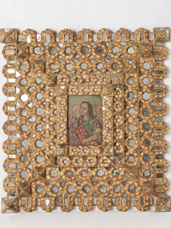 Rare 18th-century Baroque gilded mirrored painting - Cuzco School 24"x22½"