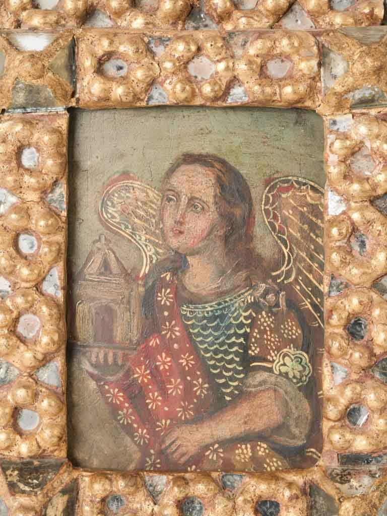 Unique 18th-century gilded mirror religious art 