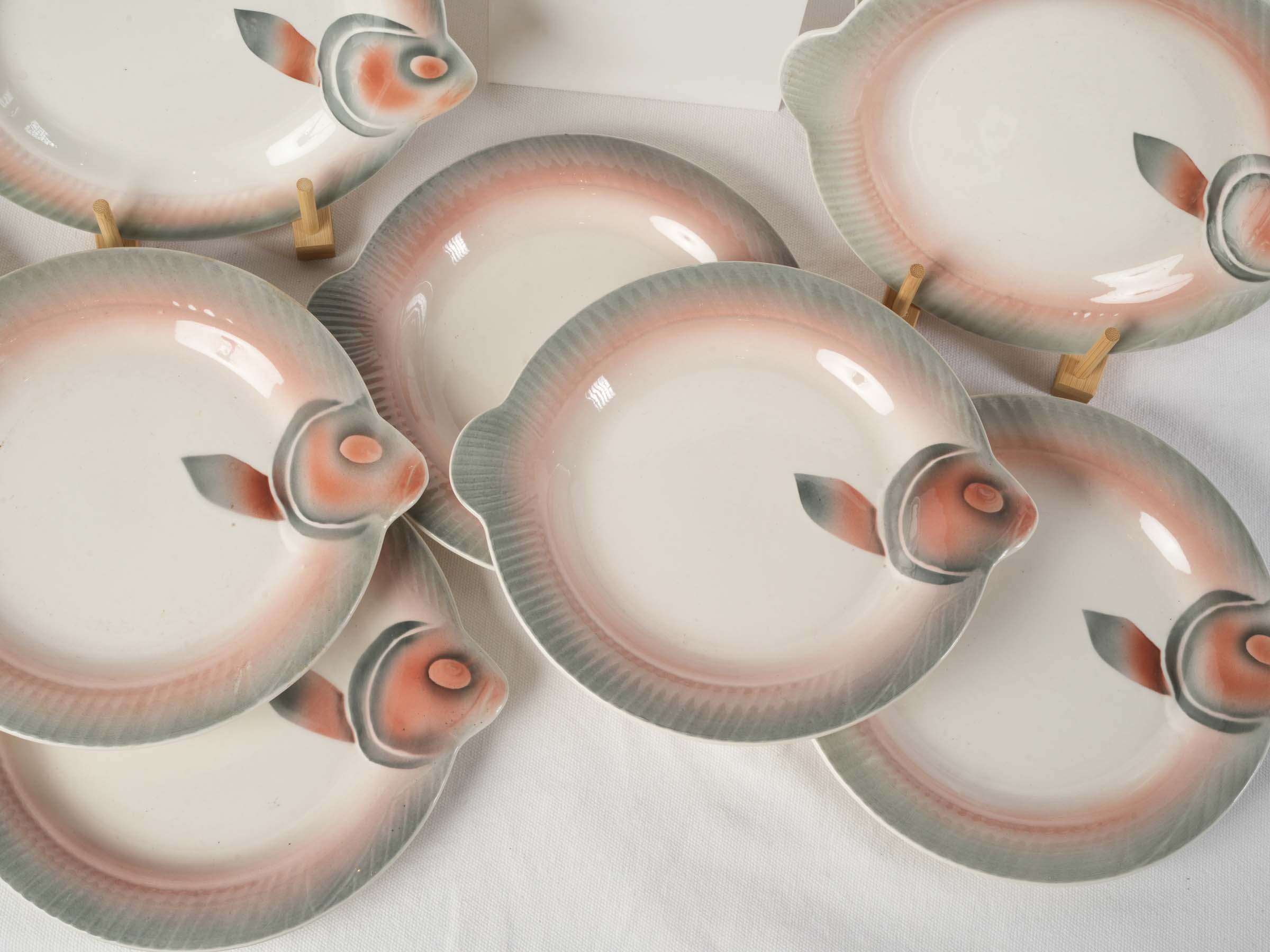 Set of 6 Art Deco Digoin & Sarreguemines Fish Plates – 2 Sets Available