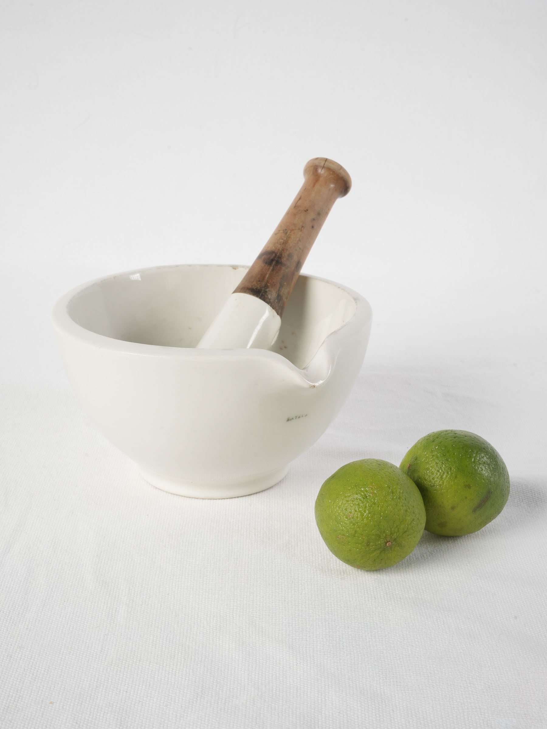 Early 20th-Century Bayeux Ceramic Pharmacy Mortar and Pestle - 7½" diameter